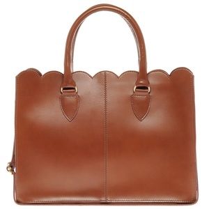 ASOS Scalloped Top Handle Tote in Tan Brown